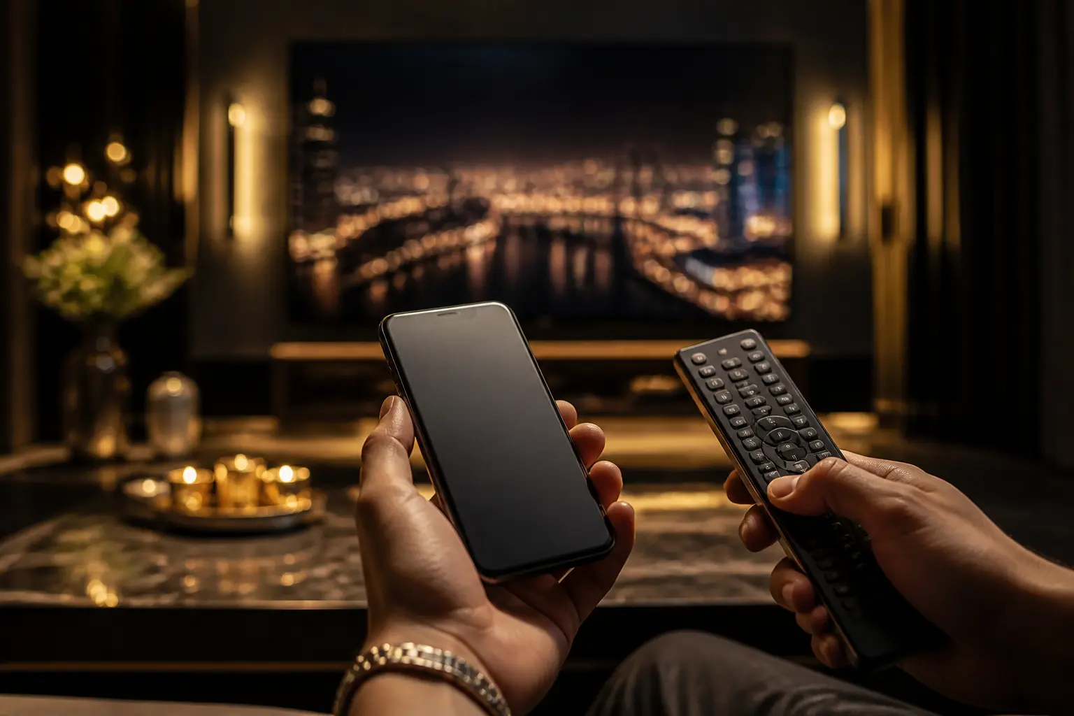 Fernseher und Smartphone